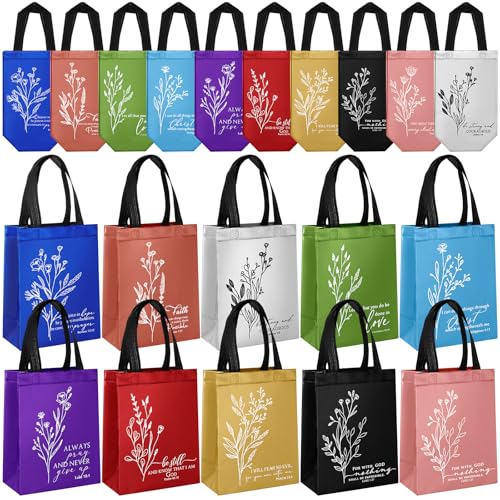 Sweetude 20 Pcs Reusable Christian Gift Bags & Handles, Multicolor - color: Multicolor
