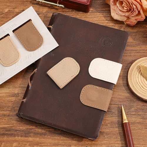 3PCS Magnetic Leather Bookmarks，Book Marks for Books, Strong Magnet Reading Accessories for Men & Women，Long-Lasting and Durable Gift Suitable for Book Lovers & Students (Cream，Light Khaki，Taupe) - style: Coffee White