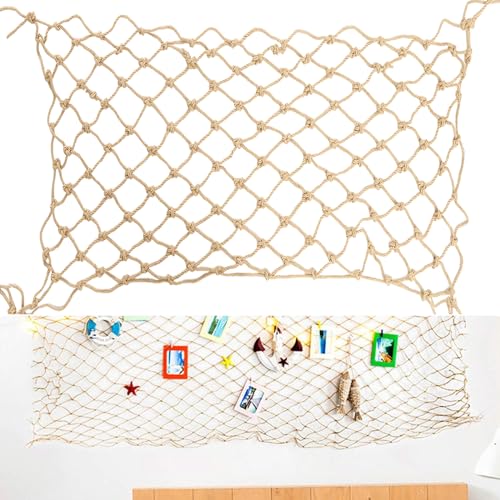 Hemp Rope Net (6ftx18ft) Heavy Duty Natural Jute Rope Net Climbing Safety Rope Netting Balcony Stairs Fence Garden Playground Protection Net Indoor & Outdoor Decor Rope Net - size: 6ftx18ft