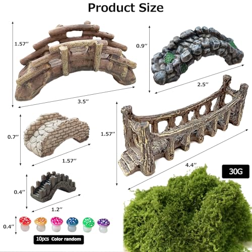 Miniature Bridge, Miniature Garden Accessories Set, DIY Landscape Bridge, Outdoor Fairy Garden Miniatures, Terrariums, Model Train Scenes