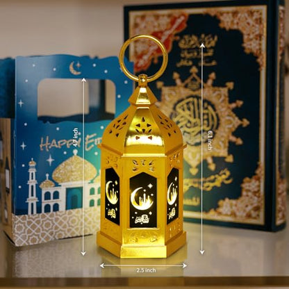 Venforze 12pcs Gold Ramadan Lantern Lights, Ramadan Decorations, Mini EID Mubarak Candle Lanterns，Ramadan Decorations for Home, Table, wall رمضان للزينة ومصباح رمضان للزينة