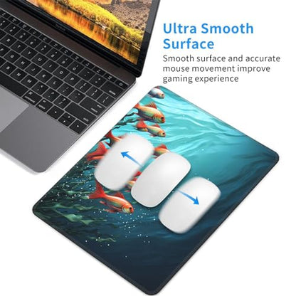 Fish Aquarium Mousepad Pad with Non-Slip Rubber Base, Waterproof Gaming Mousepad Pad Personalized Mousepad Mat Square Computer Mousepad for Office Laptop 10 x 12 Inch