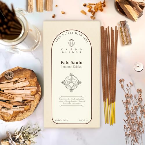 KarmaPledge Palo Santo Incense Sticks, Burn Time 45-60 Min, 100 Sticks - color: Palo Santo, size: 100 Hand Dipped Sticks