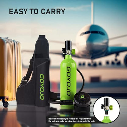 GOYOJO Mini Scuba Tank, Portable Diving Lung Air Tank with DOT Certified | Refillable Emergency Backup Pony Bottle for Snorkeling, Underwater Breathing, Training - color: 1L Obsidian Green