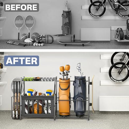 WALMANN Garage Sports Equipment Organizer, Ball Storage Stand, Indoor Golf Bags Stand for Garage - style: Stand for 2 Bags