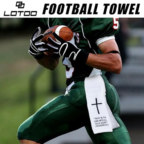 lotoo Christian Cross Football Towel, White Cotton Football Field Quarterback Towels,Football Accessories Sports Towel for Men, Youth, Boys, Adults - color: Proverbs 3:5(white）