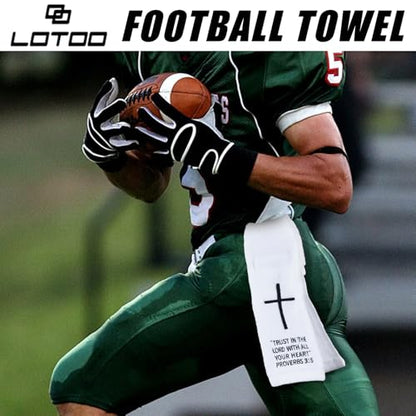 lotoo Christian Cross Football Towel, White Cotton Football Field Quarterback Towels,Football Accessories Sports Towel for Men, Youth, Boys, Adults - color: Proverbs 3:5(white）