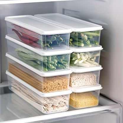 3 Pack Stackable Food Storage Containers - 1500ml (51oz) Fridge Organizer with Removable Drain Plate & Lid for Fish, Meat, Fruits, Vegetables