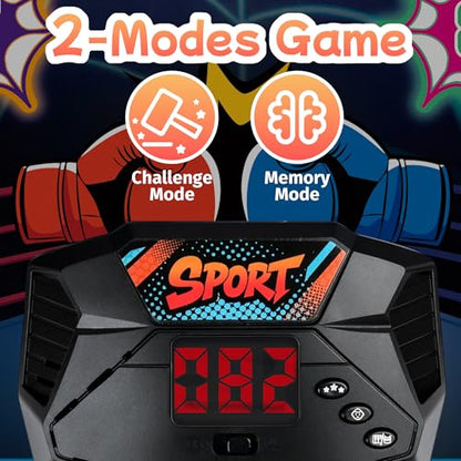 Electronic Boxing Bag Set, Interactive Punching Toy with Gloves, LED Lights, Music & 4 Game Modes, Auto Scoring Boxing Kit for Boys Girls Ages 3-12, Thick PVC Freestanding Punching Bag
