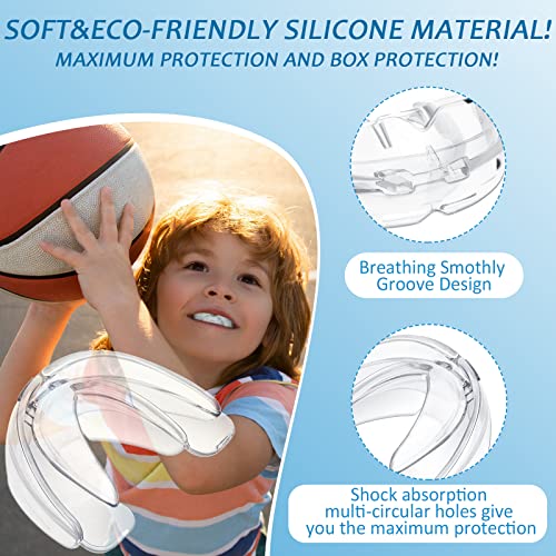 TOODOO 6 Pieces Braces Mouth Guard Kids Sports Mouth Guard for Kids Double Football Youth Mouthguards for Boxing Football Hockey Karate Basketball (Transparent) - color: Transparent
