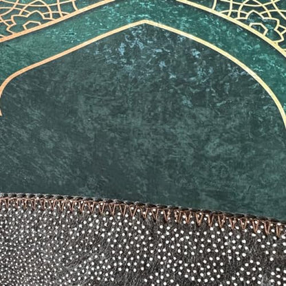 Kids Prayer Mat Muslim Prayer Rug Islamic Salah Mat Thick Prayer Carpet for Musallah Salah Eid Ramadan - color: Green