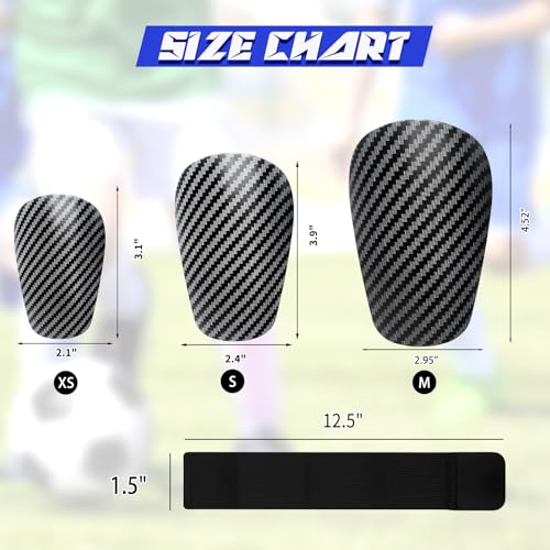 Mini Shin Guards Soccer Kids,Small Protective Gear with Fixed Straps | 2 Pairs Small Tiny Shin Pads Match Equipment Protective Tiny Shin Guards Soccer for All Ages - color: Carbon pattern, size: XS(H: 3.1 in,W: 2.1 in)