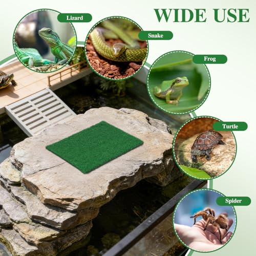 Toddmomy Turtle Terrace Artificial Grass Mat with Climbing Ramp Square Fake Turf Patch for Aquarium and Reptile Tank Outdoor Indoor Turtle Floating Dock and Pet Basking .84X9.84In