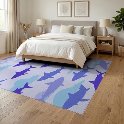 6'x9' Washable Graphic Cloud Area Rug, Light Blue Foldable Non-Slip Large Carpet Foldable Easy Care Carpet for Queen Size Bedroom, Under Bed, Master Bedroom | Ref:2069997 - color: Blue/Pattern 1, size: 6' x 9' (Rectangular)