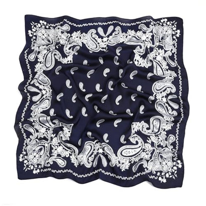 STARWHISPER 27" Square Head Scarf for Women Silk Feeling Satin Scarf Women Fashion Silk Scarf for Wrapping Hair - color: Black Paisley