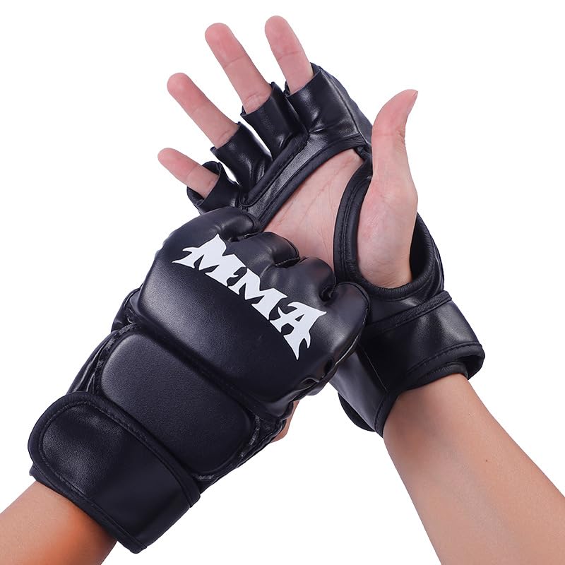 Punch Bag Boxing Gloves Muay Thai Karate Gloves for Men Women Boxing Mitts MMA Body Combat Taekwondo Training Martial Art Fighting Grappling UFC Cage Fighting - color: Black