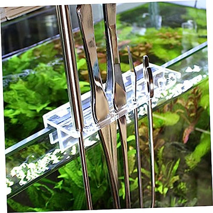 DOITOOL Acrylic Aquarium Tool Holder Multiple Storage for Plant Maintenance Wall-Mounted Organizer for Fish Tank Cleaning Tools and Accessories
