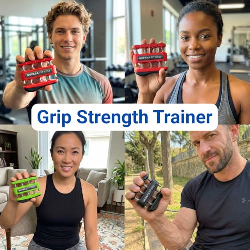 Grip Strength Trainer - Hand Strengthening Device, Forearm Strengthener, and Finger Trainer. Hand Gripper Strengthener and Guitar Finger Exerciser. - color: Max