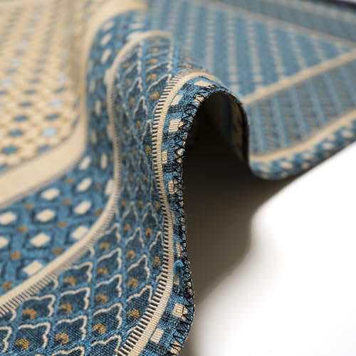 Modefa Turkish Islamic Prayer Mat Janamaz Sajjadah | Thin Woven Cotton Praying Rug Ramadan Eid Gift | Traditional Muslim Sejada for Men Women - Hira Diamond (Turquoise Blue) - color: Turquoise Blue