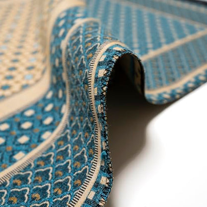 Modefa Turkish Islamic Prayer Mat Janamaz Sajjadah | Thin Woven Cotton Praying Rug Ramadan Eid Gift | Traditional Muslim Sejada for Men Women - Hira Diamond (Turquoise Blue) - color: Turquoise Blue