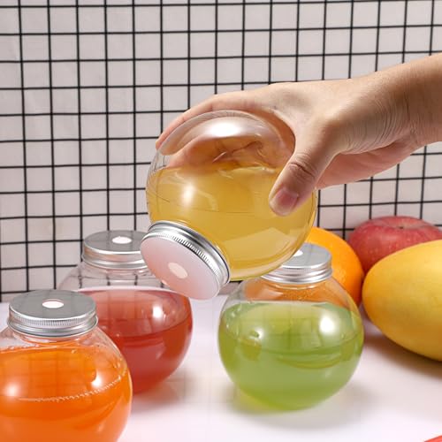 12 Packs Plastic Ivy Bowls Clear Fish Bowls with Lid and Straws, 16.9 oz Ball Shape Clear Drink Bowl Summer Drink Cups, Spherical Bulb Cups for Candy, Party Favors,Drinks