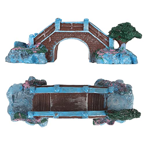 Fish Tank Arch Bridge Decor Resin Aquarium Ornament Simulation Brick Stone Design Miniature Landscape Hideout for Small Fish Shrimp 15cm