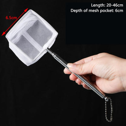 Aquarium Fish Fishing Net Stainless Steel Retractable Small Shrimp Fishing Nets Fish Accessories for Tank Cleaner Tool - size: A