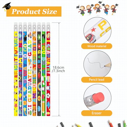 Cinrobiye 100 PCS End of the School Year Gifts for Students Graduation Pencils Pre K Preschool Kindergarten Wood Pencils Bulk Giveaways Prizes Gifts Supplies for Graduation Party - style: Grad100