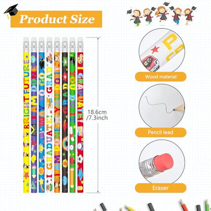 Cinrobiye 100 PCS End of the School Year Gifts for Students Graduation Pencils Pre K Preschool Kindergarten Wood Pencils Bulk Giveaways Prizes Gifts Supplies for Graduation Party - style: Grad100
