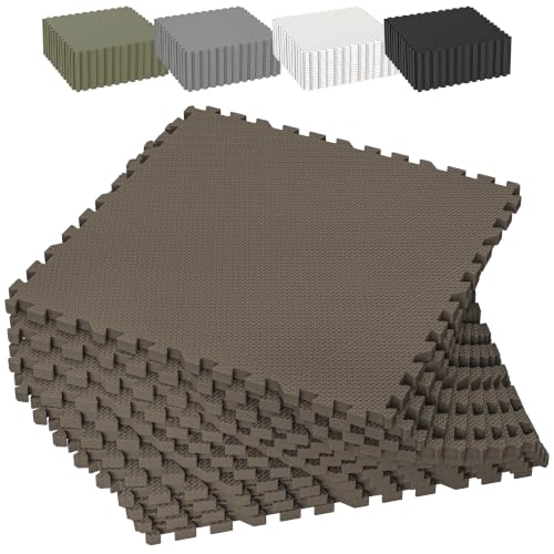 1/2" Thick 12 Pcs 48 Sq Ft EVA Foam Puzzle Exercise Mats, High-Density Interlocking Foam Floor Tiles for Home Gym, Gym Mat for Workout Equipment & Direct Exercise, Floor Padding for Kids - color: Brown, size: 48 Sq Ft (12 Tiles)