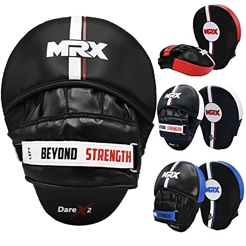 Boxing Pads Curved Boxing Mitts, Leather Adjustable MMA Muay Thai Kickboxing Martial Arts Punching Hand Target Strike Shield - color: Black/White