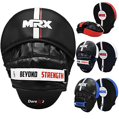 Boxing Pads Curved Boxing Mitts, Leather Adjustable MMA Muay Thai Kickboxing Martial Arts Punching Hand Target Strike Shield - color: Black/White