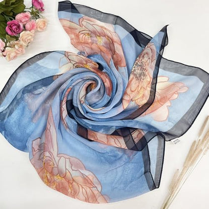 Pokeedioty Scarfs for Women Lightweight Fashion Scarves Elegant Floral Pattern Sheer Scarfs Sunscreen Shawls Wraps - color: P 088