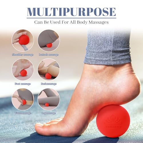 Physical Yoga Balls Massage Lacrosse Balls for Myofascial Release, Trigger Point Therapy, Muscle Soreness Deep Tissue Massage Physical Therapy Equipment(2 Pack,Red and Dark Blue)