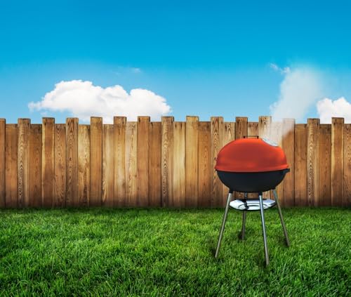 BBQ Backdrop Barbecue Picnic Backyard Garden with Grill Green Lawn Wooden Fence Background Summertime BBQ Grill Party Decorations Picnic Photo Booth Props 10x8ft - color: Multi006