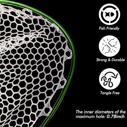 Floating Carbon Fiber Fly Fishing Net, 26" Standard / 37" Long - color: 26" Wading Net (Standard) - Green Carbon