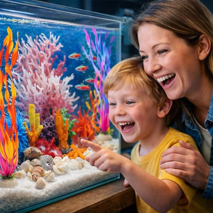 35PCS Coral Reef Aquarium Decorations Set, Ocean Style Aquarium Decor with Artificial Coral, Plants, Seashells, Anemones and Starfish for Freshwater, Saltwater and Tropical Fish Tanks