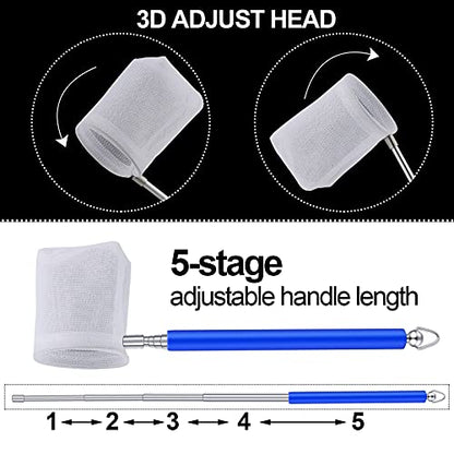 4 Pieces Fish Tank Shrimp Net Extendable Handle Shrimp Net Stainless Steel Small Aquarium Catch Mesh with Adjustable Handle for Aquarium Fish Tank Pond - color: Blue