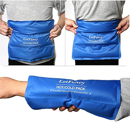 LotFancy Ice Pack for Injuries, Reusable Large Hot Cold Pack for Therapy, Heating or Cooling Gel Pad for Back Shoulder Knee Waist Sprains, Muscle or Joint Pain Relief, 14" x12" - style: 13.8x11.8in