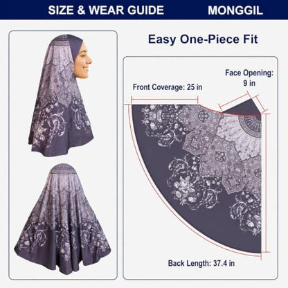Hijab Scarf for Women, Printed Jersey Instant Slip-On Ready to Wear - color: Mg-hj-704