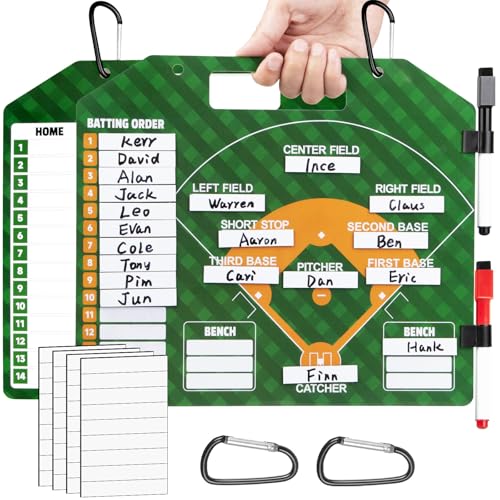 Magnetic Baseball Lineup Board for Dugout, Dry Erase Coach Lineup Board | Double Sided Softball & Baseball Coaching Board Clipboard for Coaches with 40 Lineup Cards, Baseball Accessories - style: Baseball Board