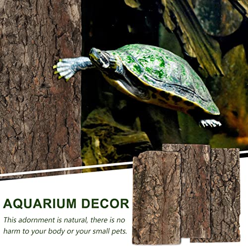 POPETPOP 3pcs Cork Terrarium Background Reptile Tank Tree Bark Backdrop Wall 3D Habitat Climbing Mat for Lizard Turtle Gecko Bearded Dragon
