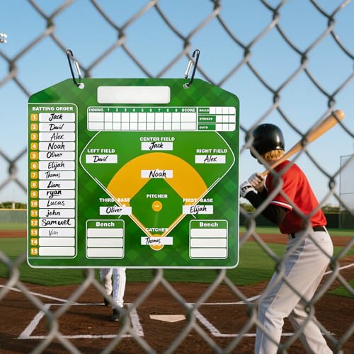 Magnetic Baseball Lineup Board for Coaches - Professional Dugout Clipboard with Dry Erase Whiteboard, 30 Magnets, 12 Tokens & Carry Case | Coaching Accessories for Baseball/Softball - style: Without a handbag