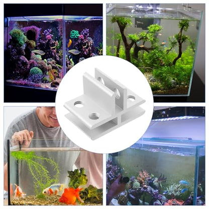 Ciieeo Glass Clamp T-Type Bracket Metallic Holder Clip for 5-8mm Glass Aquarium Fish Tank Shelf Support Terrarium Screen Cover Clamps