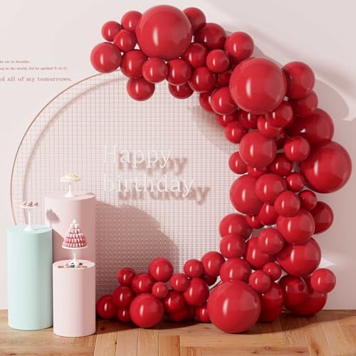 DECOCKRAT 130PCS Ruby Balloons, Latex Balloons Different Sizes 18/12/10/5 Inch, Helium Balloons with Ribbon, Party Balloon Set for Birthday Wedding Graduation Anniversary Baby Shower Decorations. - color: 09 Ruby