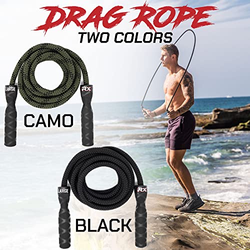 Drag Jump Rope w/Non Slip Ergonomic Handles - Weighted Polypropylene Rope for Fitness & Exercise, Cardio Workout, WOD | Speed Jumping Rope for Men & Women - size: M