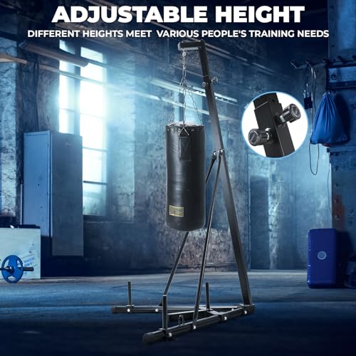 Clevich Height Adjustable Punching Bag Stand, Heavy Duty Boxing Stand, Steel Sandbag Rack - Supports Up to 150 lbs for Home Gym Fitness