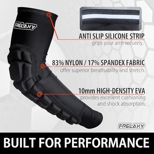 Frelaxy Elbow Pads, Padded Arm Sleeves for Volleyball and Football, 2 Pack - color: Black, size: Small