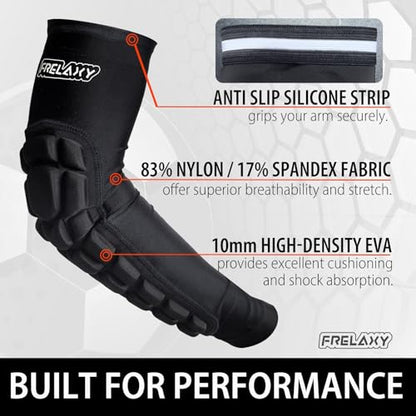 Frelaxy Elbow Pads, Padded Arm Sleeves for Volleyball and Football, 2 Pack - color: Black, size: Medium