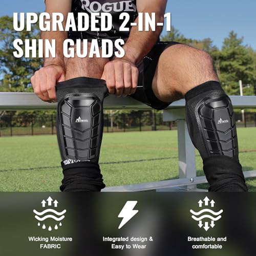 MENOLY Soccer Shin Guards，Kids Youth Soccer Shin Guards Sleeves with Honeycomb Pads for 7-18 Boys Girls Shin Pads Protective Soccer Equipment for Youth Adult High Impact Resistant & Comfortable - size: Large